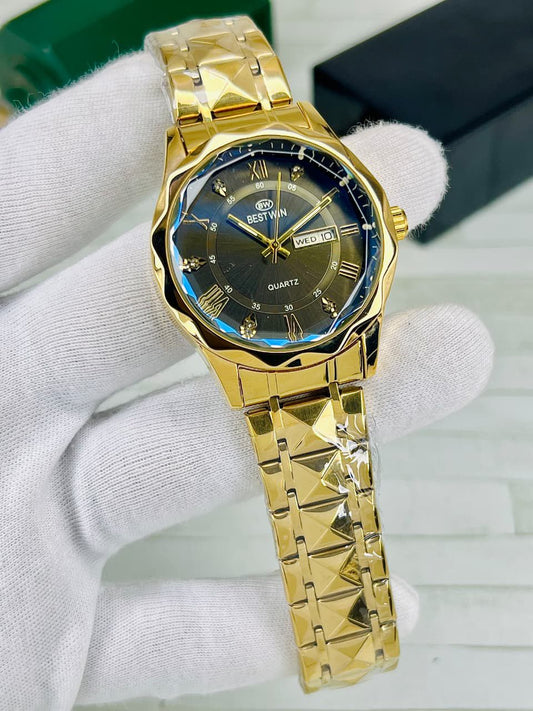 Bestwin Premium Men’s Watch – Diamond Cut Design with Working Day & Date