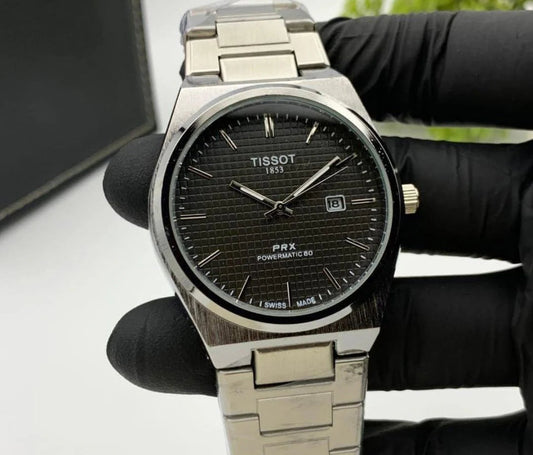Sporty Textured Men Watch in Black Dial