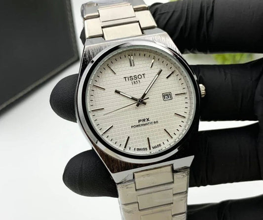 Sporty Textured Men Watch in White Dial