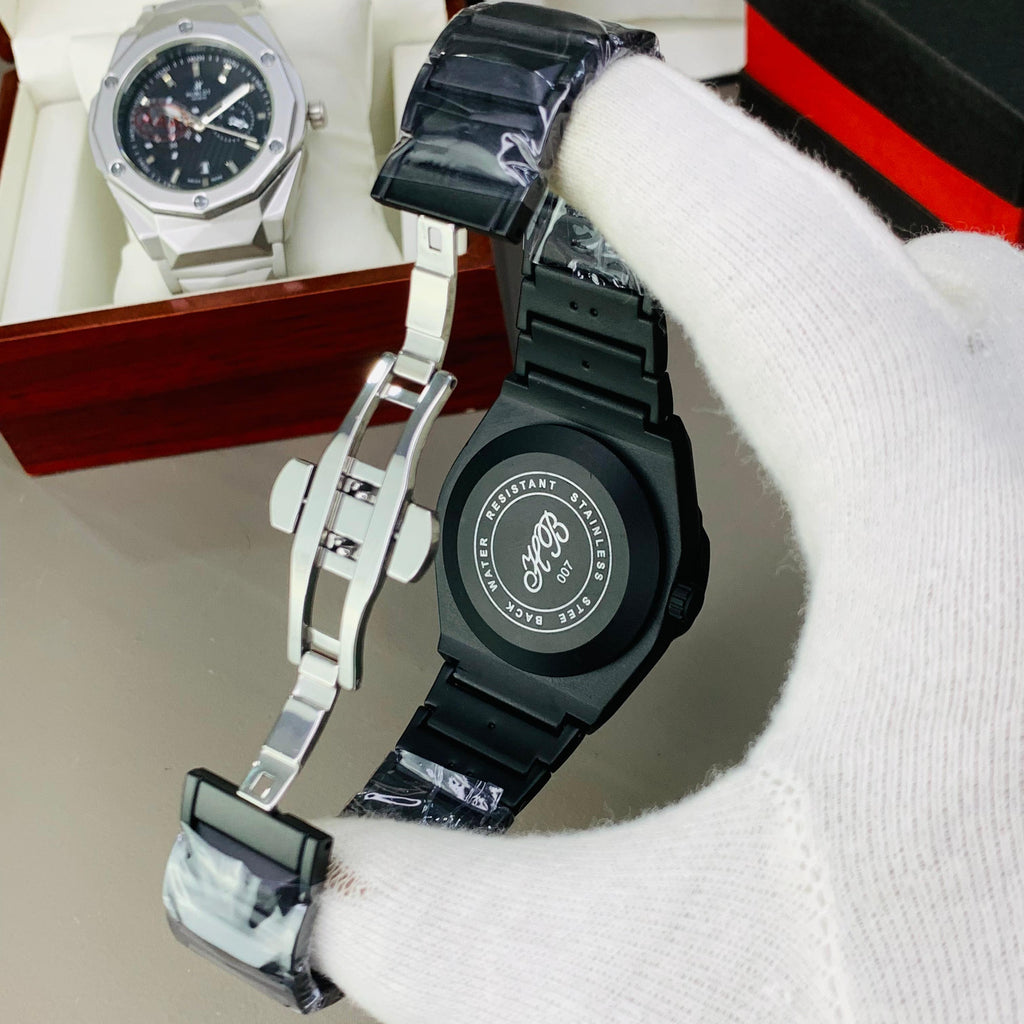 HB Diamond-Cut Heavyweight Quartz Watch – Premium Quality, Master Lock