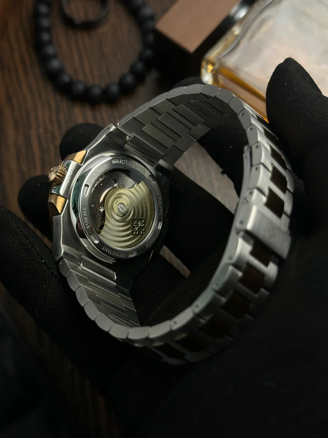 AAA Quality Swiss Movement Men's Luxury Nautilus Watch Silver Bronze Blue Dial