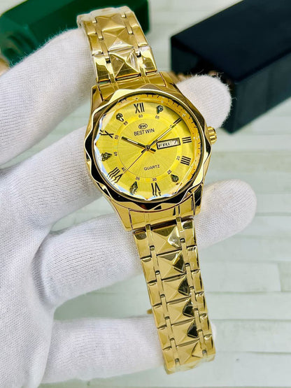 Bestwin Premium Men’s Watch – Diamond Cut Design with Working Day & Date