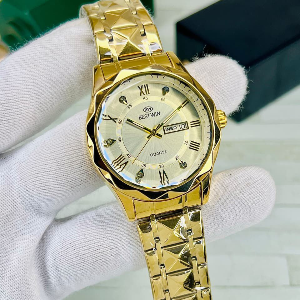 Bestwin Premium Men’s Watch – Diamond Cut Design with Working Day & Date