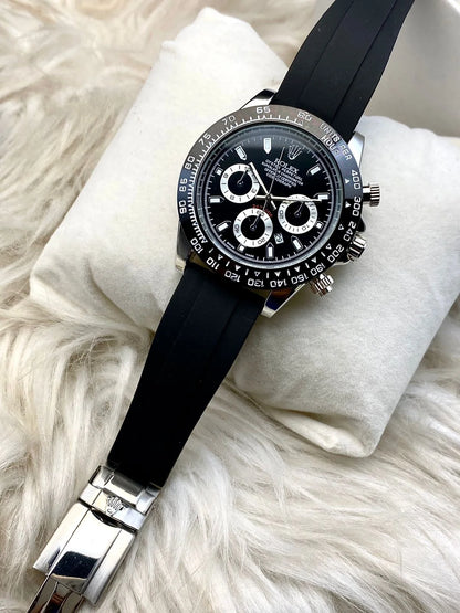Rolex Daytona Black Strap Black Bezel Black Dial