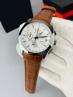 Chronograph Working Watch With Leather Strap