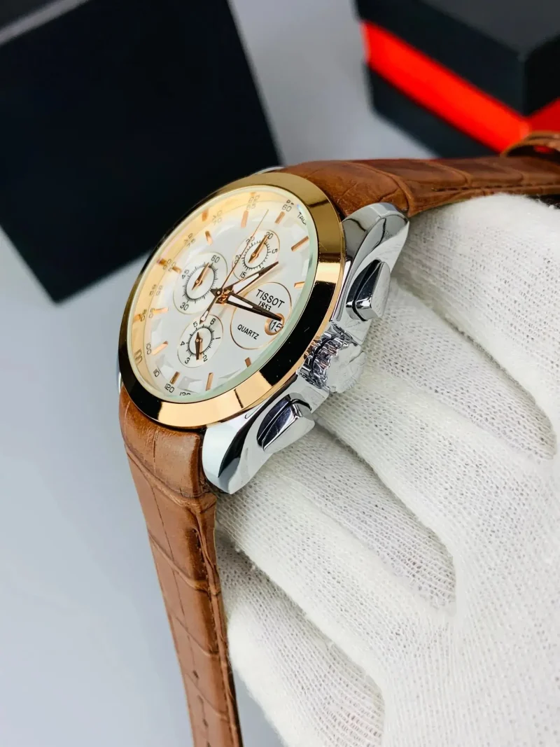 Chronograph Working Watch With Leather Strap